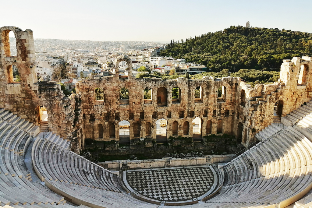 Image of the Odeon of Herodes Atticus (Theater) of the Acropolis in Athens, Greece. 